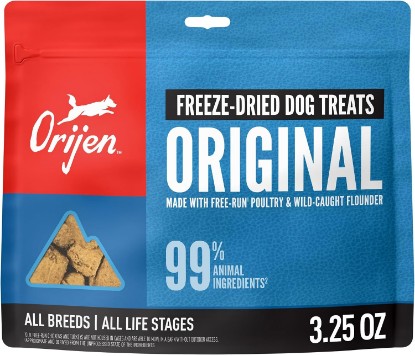 Picture of ORIJEN WHOLEPREY Freeze Dried Dog Treats Original Recipe 3.25oz Bag | 99% Animal Ingredients, Freeze Dried, High Protein, Made in the USA, Nourishing Organs, Global Quality Ingredients