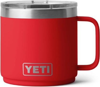 Picture of YETI Rambler 14 oz Ceramic Lined Stackable Mug, Rescue Red | Double-Wall Vacuum Insulated, Stainless Steel with MagSlider Lid