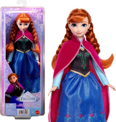 Picture of Mattel Disney Frozen Anna Fashion Doll in Sparkling Removable Dress, Cape & Boots and Braided Hair, Posable & Collectible, Inspired by Movie