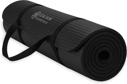 Picture of Gaiam Thick Yoga Mat, Exercise & Fitness Mat with Easy-Cinch Carrying Strap | Non-Slip NBR Foam | Joint Cushioning | Yoga, Pilates, Fitness & Floor Workouts | 72"L x 24"W