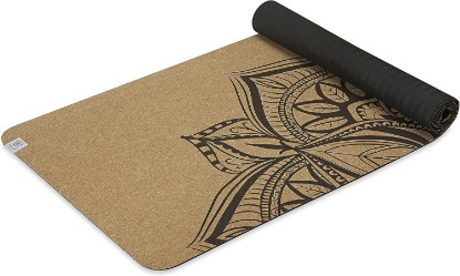Picture of Gaiam Cork Yoga Exercise Mat | Natural Sustainable Cork Resists Sweat and Odors | Non-Slip TPE Backing Prevents Slipping| Great for Hot Yoga, Pilates, Fitness Working Out (68" x 24")