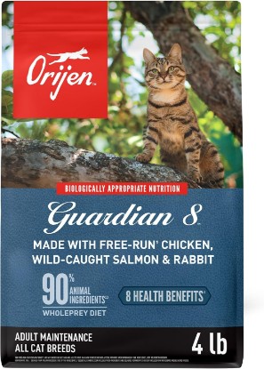 Picture of ORIJEN Guardian 8 Grain Free WHOLEPREY Dry Cat Food 4lb Bag | 90% Animal Ingredients, Freeze Dried, Fresh or Raw Ingredients, Grain Free, Omega-3 Fatty Acids, Skin & Coat, Immune Support