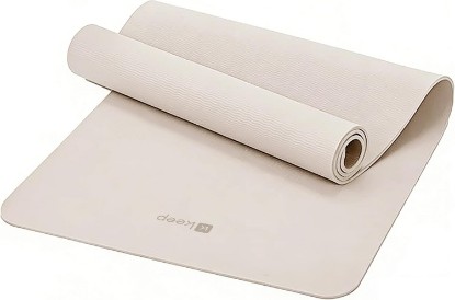 Picture of KEEP 72" x 24" TPE Yoga Mat Non Slip, 1/4 Inch (6mm) Exercise Mat for Home Workout, Gym, Yoga, Pilates & Stretching with Carrying Strap, Oat White