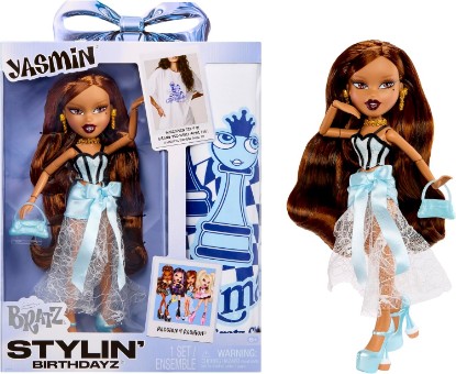 Picture of Bratz Stylin’ Birthdayz Yasmin Fashion Doll with Customizable T-Shirt for You and Accessories
