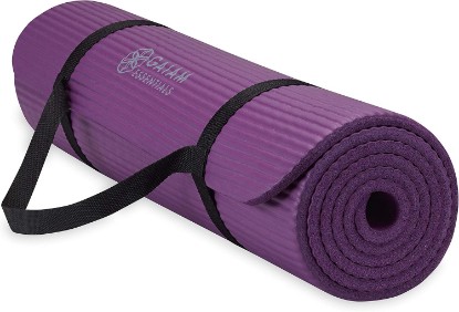 Picture of Gaiam Thick Yoga Mat, Exercise & Fitness Mat with Easy-Cinch Carrying Strap | Non-Slip NBR Foam | Joint Cushioning | Yoga, Pilates, Fitness & Floor Workouts | 72"L x 24"W