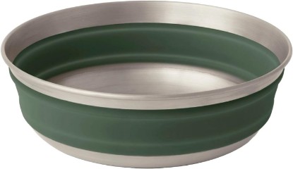Picture of Sea to Summit Detour Stainless Steel Collapsible Bowl, Medium (22 fl oz), Laurel Wreath Green | Collapsible stainless steel camp bowl folds to a fraction of its size for compact, durable outdoor and overlanding dining