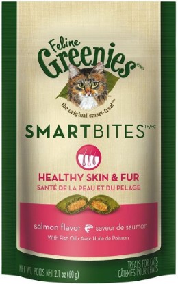 Picture of Greenies Feline SMARTBITES Skin & Fur Salmon 2.1oz - Six (6) Packages