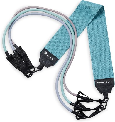 Picture of Gaiam Squat Band & Hip Trainer Set - Fabric Resistance Band with 3 Adjustable Resistance Tubes, Home Gym Equipment to Exercise Thigh, Leg, Hip, Glute, Booty & Core - Home Gym & Travel Workout Bands