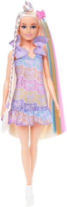 Picture of Barbie Fun & Fancy Doll & Accessories, Blonde Fashion Doll | with Extra-Long Hair & 2 Looks, Including Silver Metallic Dress & Hair Extension