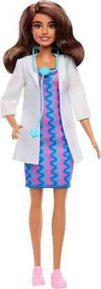 Picture of Barbie Careers Doctor Fashion Doll Wearing Removable Look with White Coat, Dress & Shoes, Plus Stethoscope Accessory