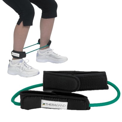 Picture of THERABAND Resistance Tubes, 12" Padded Cuffs, Green, Heavy, Level 3 | Professional TheraBand elastic resistance for exercise, physical therapy and at-home workouts