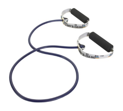 Picture of THERABAND Resistance Tubing, Physical Exercise Band, Workout, Blue, 48" | Latex resistance tubing where the color marks the resistance level, so you can step up as strength returns