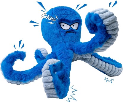 Picture of LEGEND SANDY Tough Dog Toys, Stuffed Chew Large Dog Toys to Keep Them Busy, Interactive Squeaky Tug of War Doggie Toy, Crinkle Blue Octopus | Interactive Tug of War Puppy Toys, Crinkle Stuffed Octopus for Small Medium and Large Breeds, Birthday Gift for Pet