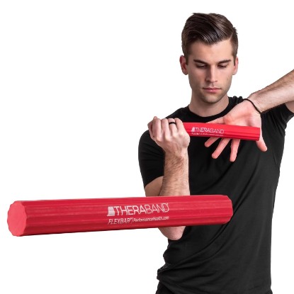 Picture of THERABAND FlexBar Resistance Bar, Physical Therapy, Flex, Elbow, Wrist, Red | Flex therapy bar for physical therapy, wrist and forearm exercise, with non slip grip and compact design