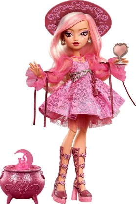 Picture of Monster High Doll, Moonspell Magic Carina Song | Love Witch in Pink Dress with Cauldron Surprise & Accessories like Mirror, Hat & Spellbook