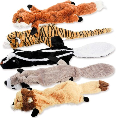Picture of Dog Squeaky Chew Toys No Stuffing Soft Plush for Small Medium Large Breed | Best Birthday Gifts to Keep Them Busy Chewer Teething Chewing Fetch Interactive Squeakers Pet Supplies Bundle Tough Durable