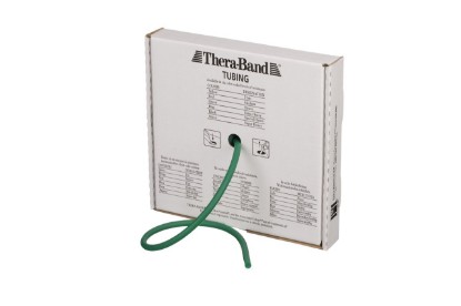 Picture of THERABAND Resistance Tubes, Professional Latex Elastic Tubing, Upper & Lower Body, Core Exercise, Physical Therapy, Lower Pilates, At-Home Workout, & Rehab, 25 Foot, Green, Heavy, Intermediate Level 1
