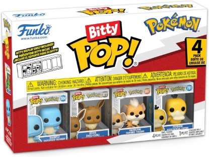 Picture of Funko Bitty POP! 4 Pack: Pokemon - Squirtle, Eevee, Growlithe, Psyduck | Official Video Games Merch - Tiny 0.9 inch Figures with Display Shelf - Cake Topper, Party Bag and Stocking Filler Gift