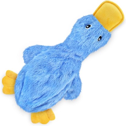 Picture of Best Pet Supplies Interactive Squeaky Dog Toy - Crinkle Duck, Blue | Stuffing Free Body, Soft, Squeaks & Crinkles, No Mess, Perfect for Moderate Chewers, Toss and Fetch Play
