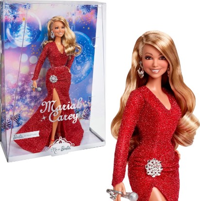 Picture of Barbie Signature Doll, Mariah Carey Holiday Collectible in Red Glitter Gown with Silvery Accessories