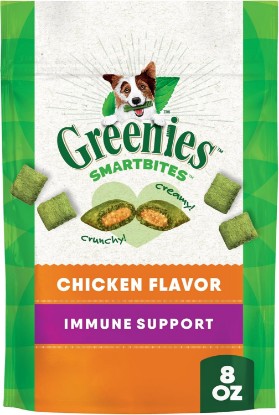 Picture of Greenies Smartbites Immune Support Dog Treats, Chicken Flavor, 8 oz | Vitamin E antioxidant, dual-textured crunchy & soft, natural ingredients, under 3 calories per treat, 28 oz. Pack