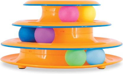 Picture of Catstages Tower of Tracks Interactive Cat Toy, 6 Spinning Balls, 10" x 5.3" | 3 Tiers of Tracks, Natural Hunting Instincts, Bat, Swat, Chase, Interactive Enrichment, Non-Slip Base, Indoor Cats & Kittens