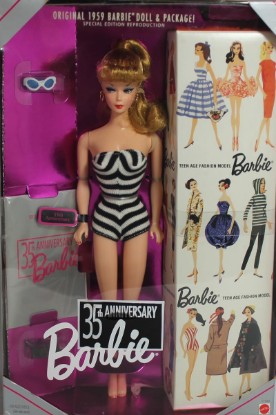 Picture of Barbie 35th Anniversary Special Edition Reproduction of Original 1959 Barbie Doll & Package (1993) - Blonde Hair