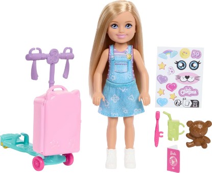 Picture of Barbie Club Chelsea Limitless Adventure Doll & Accessories | Small Doll with Scooter Suitcase, Including Travel-Themed Accessories, Ages 3+