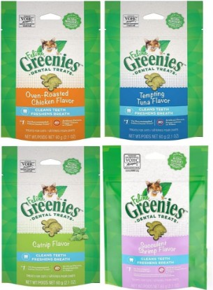 Picture of Greenies (4 Pack Feline Dental Cat Treat Variety Bundle 4 Flavors - 2.1oz Each Bag