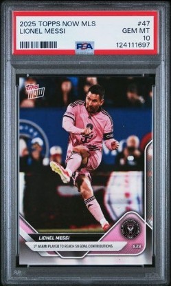 صورة Lionel Messi Soccer Trading Card #47 2025 Inter Miami CF | Graded PSA 10, First 50 Goal Contributions