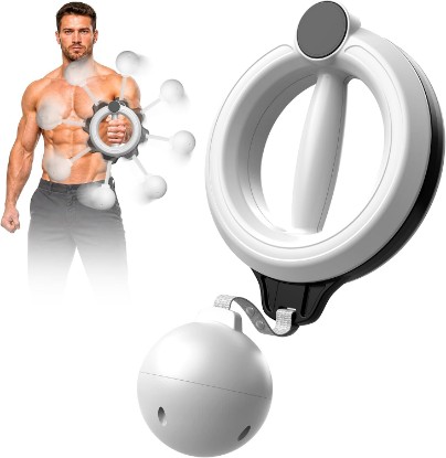 Picture of Infinity Hoop for Arms 360° Hand-Crank Arm Trainer for Home Workouts White | Forearm, chest, shoulder and arm muscle training for men and women; lightweight 1 lb design with a 0.33 lb weighted ball.