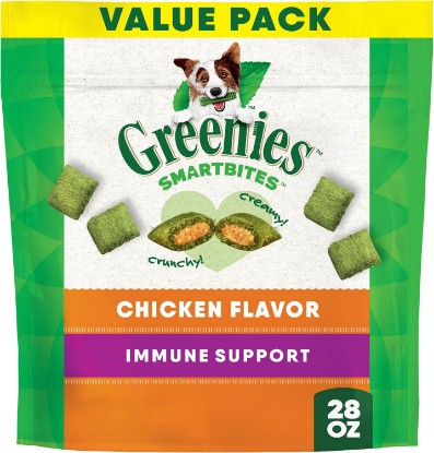 Picture of Greenies Smartbites Immune Support Dog Treats, Chicken Flavor, 28 oz | Vitamin E antioxidant, dual-textured crunchy & soft, natural ingredients, under 3 calories per treat, 28 oz. Pack