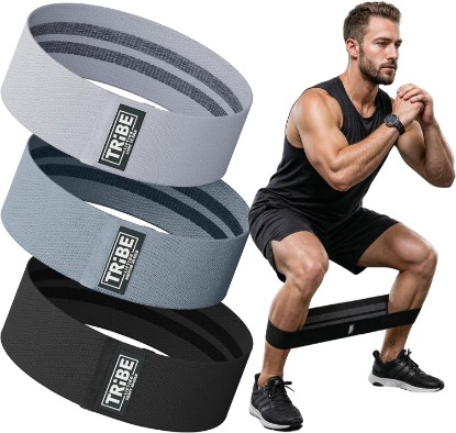 Picture of Fabric Resistance Bands for Working Out, 3-Pack for Legs and Glutes | Booty bands for women and men, non-slip grip, 3 resistance levels, for squats, lunges, hip thigh training, glute activation