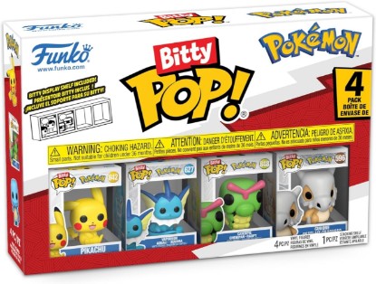 Picture of Funko Pop! Bitty: Pokemon - Pikachu, Vaporeon, Caterpie, and Cubone - 0.9 Inch (2.2 Cm) Collectable - Stackable Display Shelf Included - Gift Idea - Party Bags Stocking