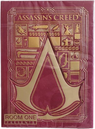Picture of Room One Assassin's Creed Legacy Ver. II Playing Cards, Garnet Hidden Blade Edition, Poker Size Collectible Card Deck with Custom Artwork and Embossed Foil Sleeve, Red