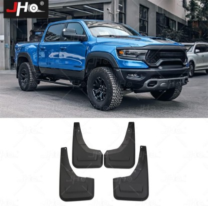 Picture of JHO Front Rear Mud Flaps Splash Guards Mudflaps Custom Fit for Dodge Ram 1500 TRX 2021 2022 2023 Exterior Accessories No Need to Drill Holes(Set of 4)