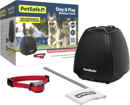 Picture of PetSafe Stay & Play Wireless Fence for Stubborn Dogs, Up to 3/4-Acre | Tone-Only Mode Plus 5 Levels of Static Correction, Sets up in Hours, No Digging/Burying Wire, Portable, Dogs 5 lb+