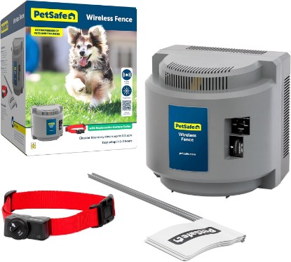 Picture of PetSafe Wireless Pet Containment System, Up to 1/2 Acre | Wireless Fence, Tone & Static Correction, Proprietary Circular Boundary with No Wire, Static-Free Re-Entry, Dogs 8 lb+