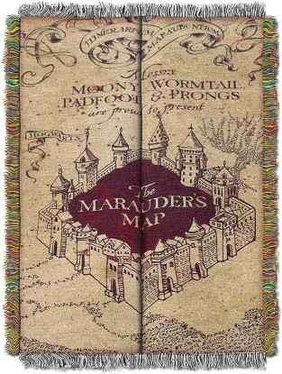 Picture of Northwest Harry Potter Woven Tapestry Throw Blanket, Designer Home Décor, Modern, Unique Gift, 48" x 60", Marauder's Map