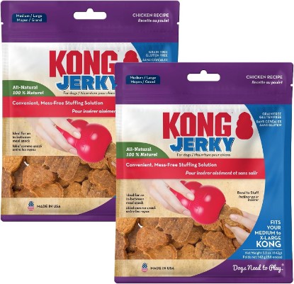 Picture of KONG Jerky Chicken Dog Treats, 5 oz, 2 Pack, for Medium/Large Dogs | All-Natural Chicken Jerky Made for Stuffing KONG Rubber Toys, a Grain & Gluten-Free Chewy Training Reward