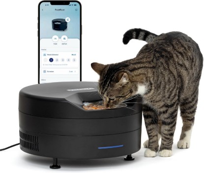 Picture of PetSafe FreshFeed Refrigerated Automatic Wet Food Feeder, 6 Meals, Black | 40F Dual Semiconductor Cooling, Keeps Wet Food Fresh, Automatic 6-Meal Rotating Tray, App-Controlled Scheduling