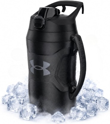 Picture of Under Armour Under Armour Insulated Water Bottle with Handle & Fence Hook, Half Gallon Sports Water Jug, Leak-Resistant & BPA-Free for Baseball, Football & Gym - Black/Black, 64oz
