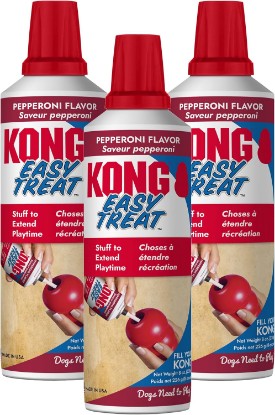 Picture of KONG Easy Treat Pepperoni Dog Paste 3-Pack – Mess-Free Stuffing Treat | Mess-free toy stuffing and training treat, pepperoni flavor, highly digestible, made in USA, no refrigeration needed