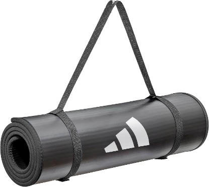 Picture of adidas 10mm Extra Thick Training Mat with Carrying Strap and Non-Slip Textured Base - Cushioned Workout Mat for Home Gym, Floor Workouts, and Intense Exercises - Portable and Durable