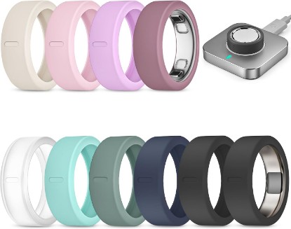 Picture of 10 Pack Ultra-Thin Cover Compatible with Oura Ring Gen 5 | Support Charging with Cover on, Elastic Silicone Anti-Scratch Oura Ring 5 Protector Smart Ring Accessories