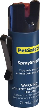 Picture of PetSafe SprayShield Animal Deterrent Spray with Clip, 2.1 oz | Citronella Burst Deters Aggressive Animals Without Harm, 10-ft Spray Stream for up to 12 Seconds