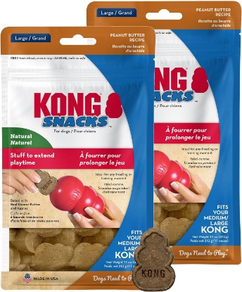 Picture of KONG Snacks Dog Treats – 2-Pack (Large, Peanut Butter) | All-Natural, Made in USA, Fits Classic Toys, No Wheat, Corn or Soy