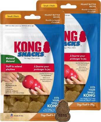 Picture of KONG Dog Treats Snacks for Dogs 2-Pack (Small, Peanut Butter) | All-Natural, Made in USA, Fits Classic Toys, No Wheat, Corn or Soy (Small, Peanut Butter)