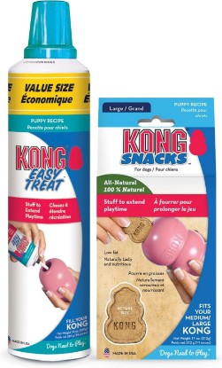 Picture of KONG Easy Treat and Snack Combo, Puppy Recipe, 14 oz, Large | No-Mess Dispensing Treat Paste & Snack Combo for Stuffing KONG Classic & Rubber Toys to Extend Fun Play