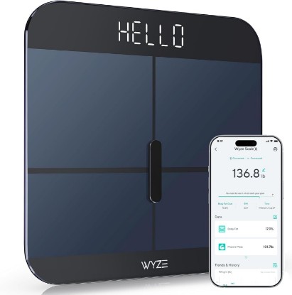 Picture of WYZE Smart Scale X Black | Body Composition Analyzer; Bmi Body Fat Muscle Mass; Heart Rate Monitor; People Baby Pet Modes Global Recycled Standard